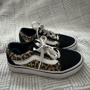 Vans Kids Black and Leopard Sneakers